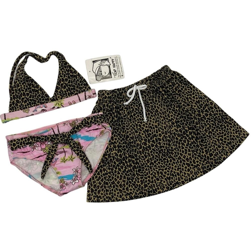 New boutique Flap Happy leopard lua bikini and skirt